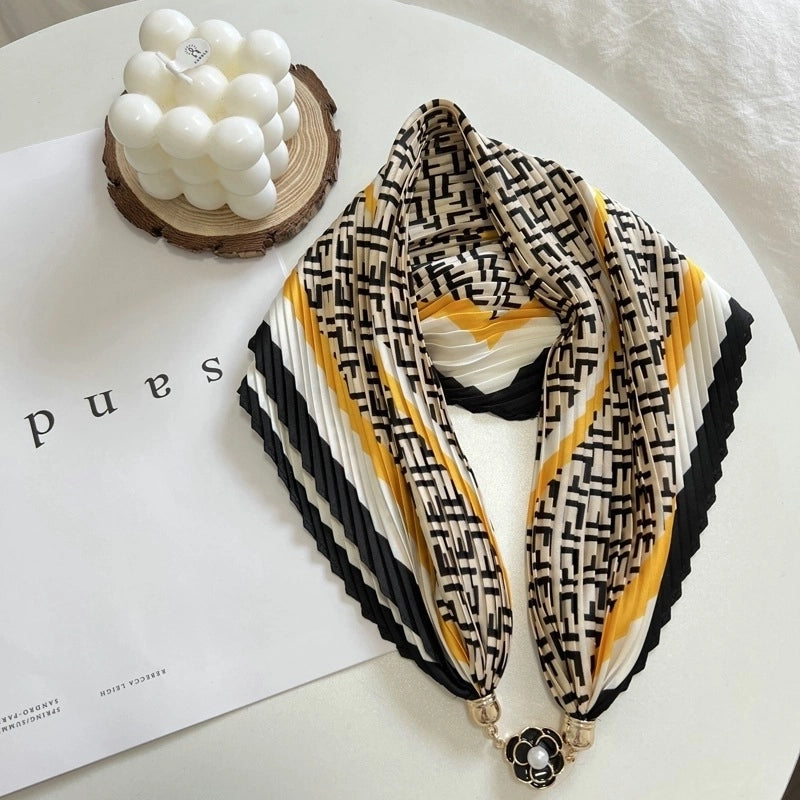 Women's Elegant Geometric Satin Printing Silk Scarf