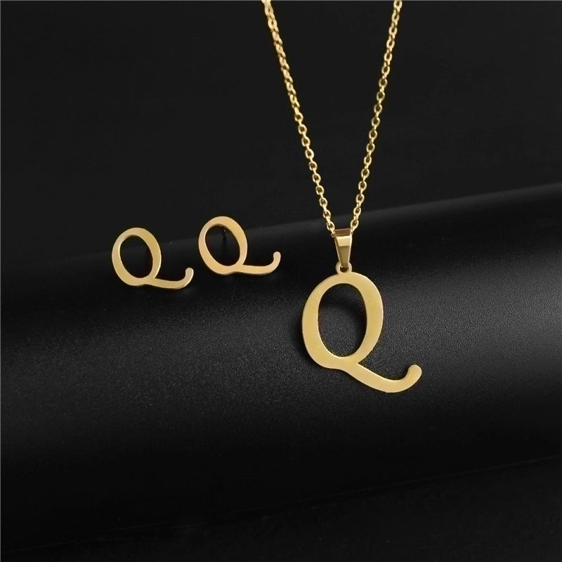 Minimalist Letter Stainless Steel Polishing No Inlaid