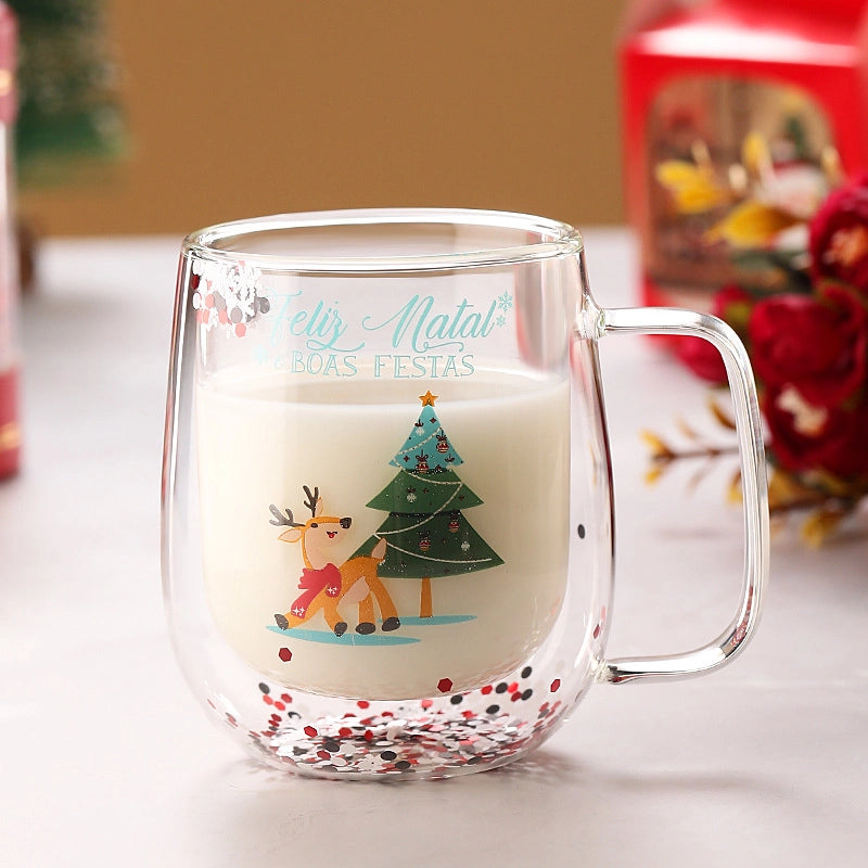 Christmas Casual Vacation Cartoon Borosilicate Glass Water Bottles 1 Piece