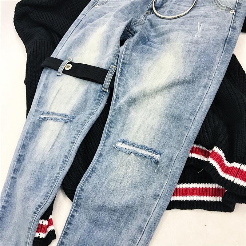 Strapped Steel Ring Jeans