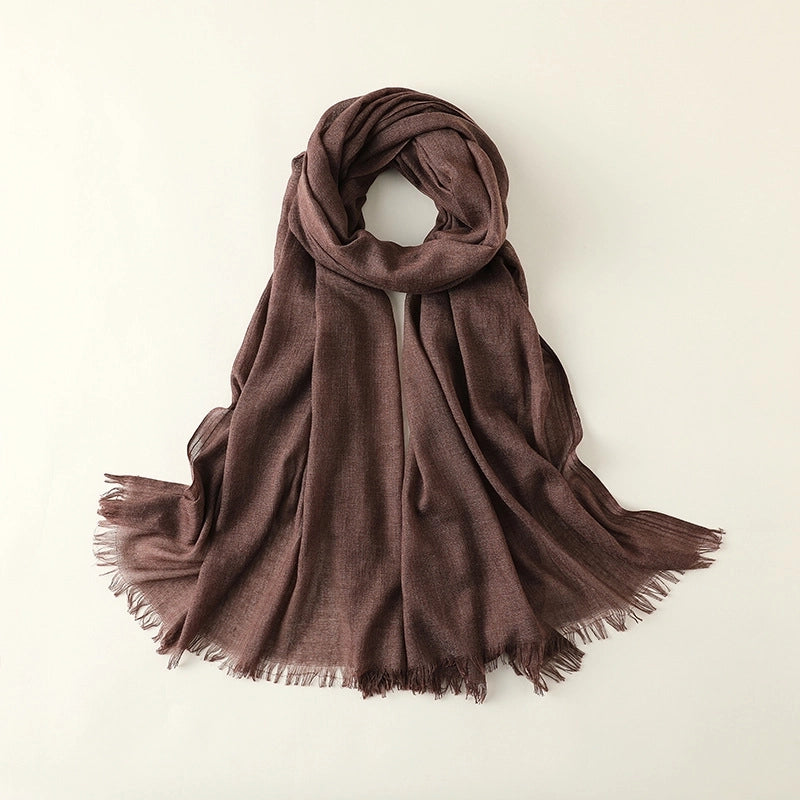 Women's Elegant Solid Color Cotton Silk Scarves