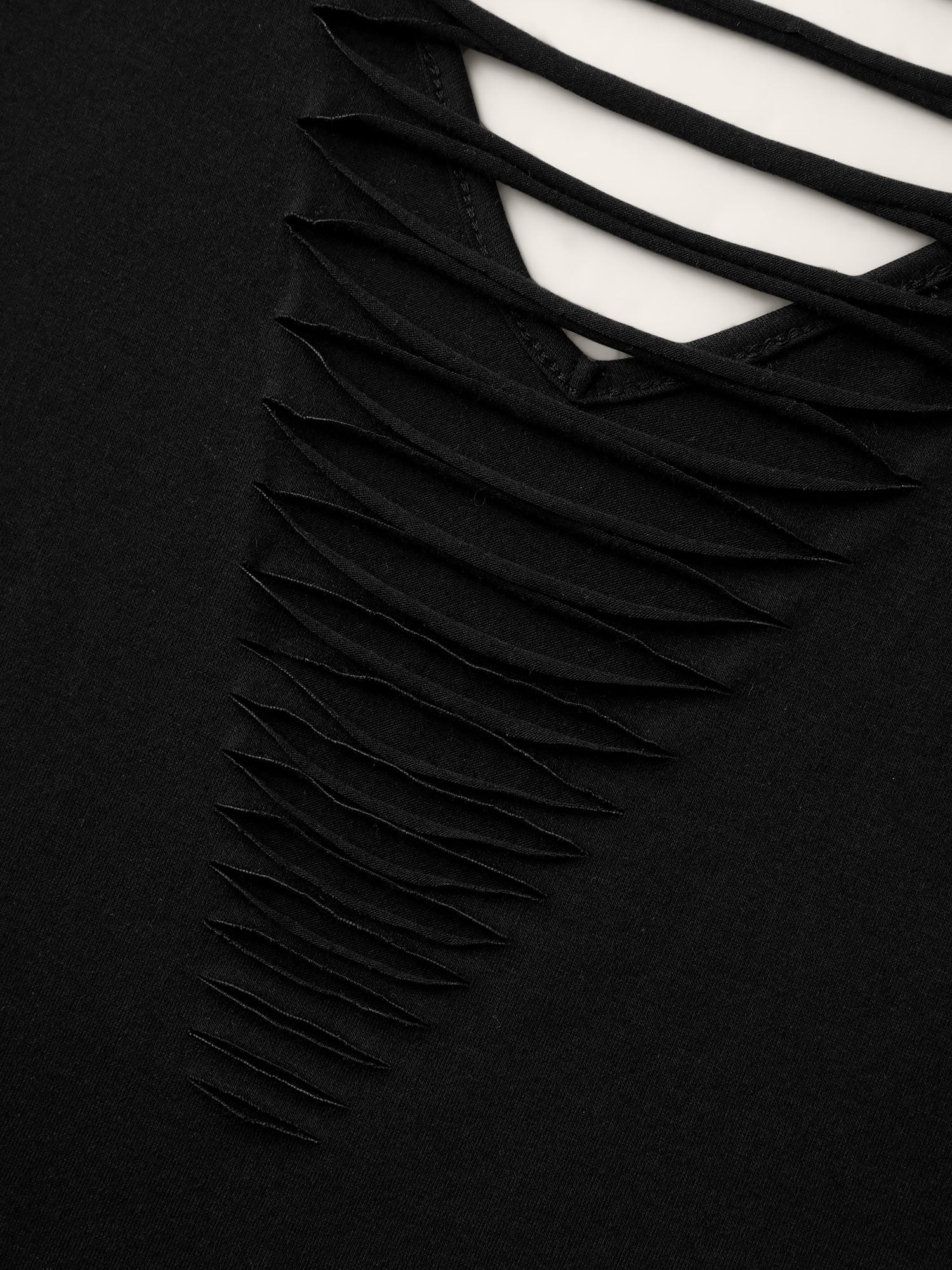 Stretchy Back Cut-Out V-Neck T-Shirt