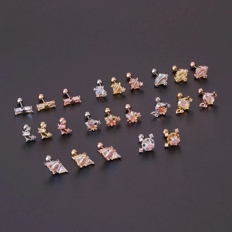 Ear Cartilage Rings & Studs Geometric 316L Stainless Steel  Copper Plating