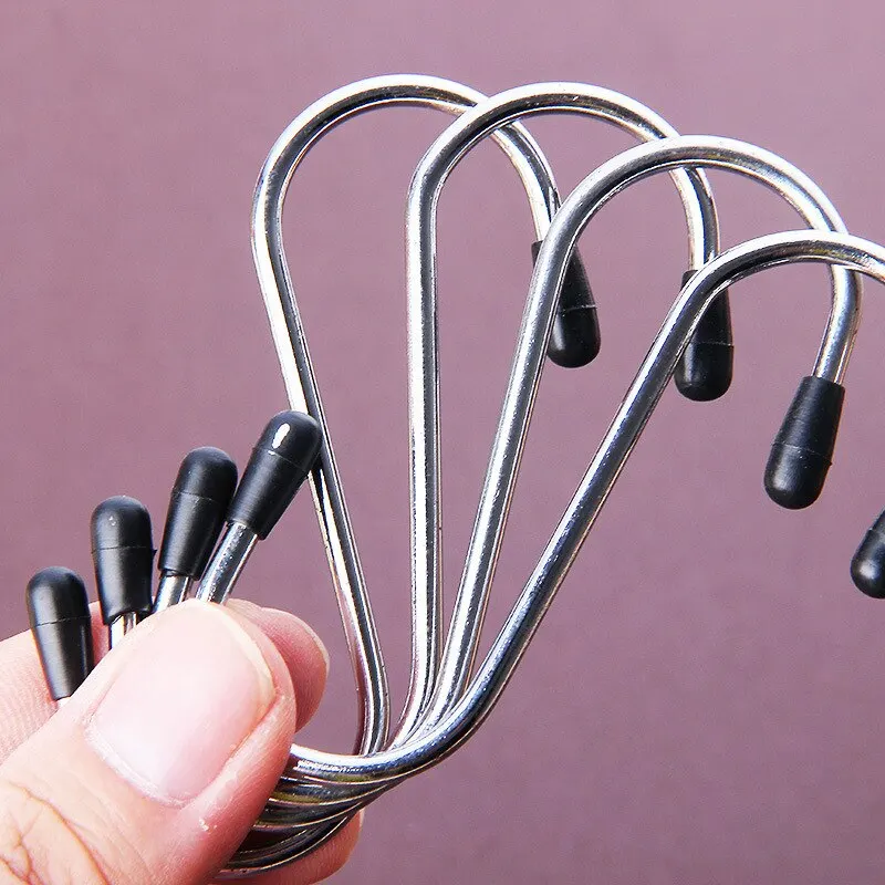 6 PIECE MULTIFUNCTIONAL S-SHAPED STAINLESS STEEL HOOKS FOR KITCHEN BATHROOM STORAGE