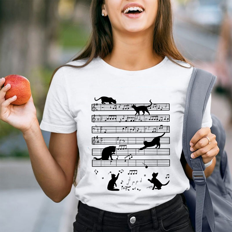 Music Note Cat Teacher T-Shirt