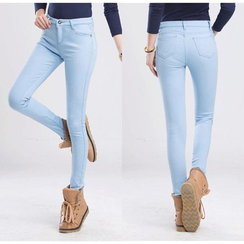 Women's Warm Thick Winter Office Jeans