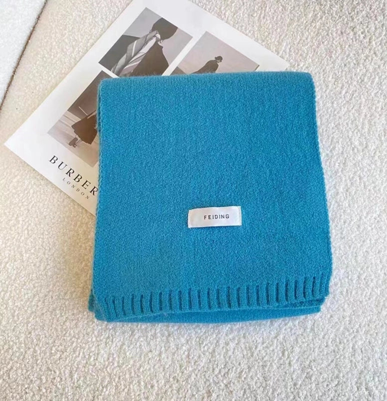 Internet Celebrity Solid Color Wool Knitted Scarf Women's Autumn And Winter New Student Couple Warm Small Scarf