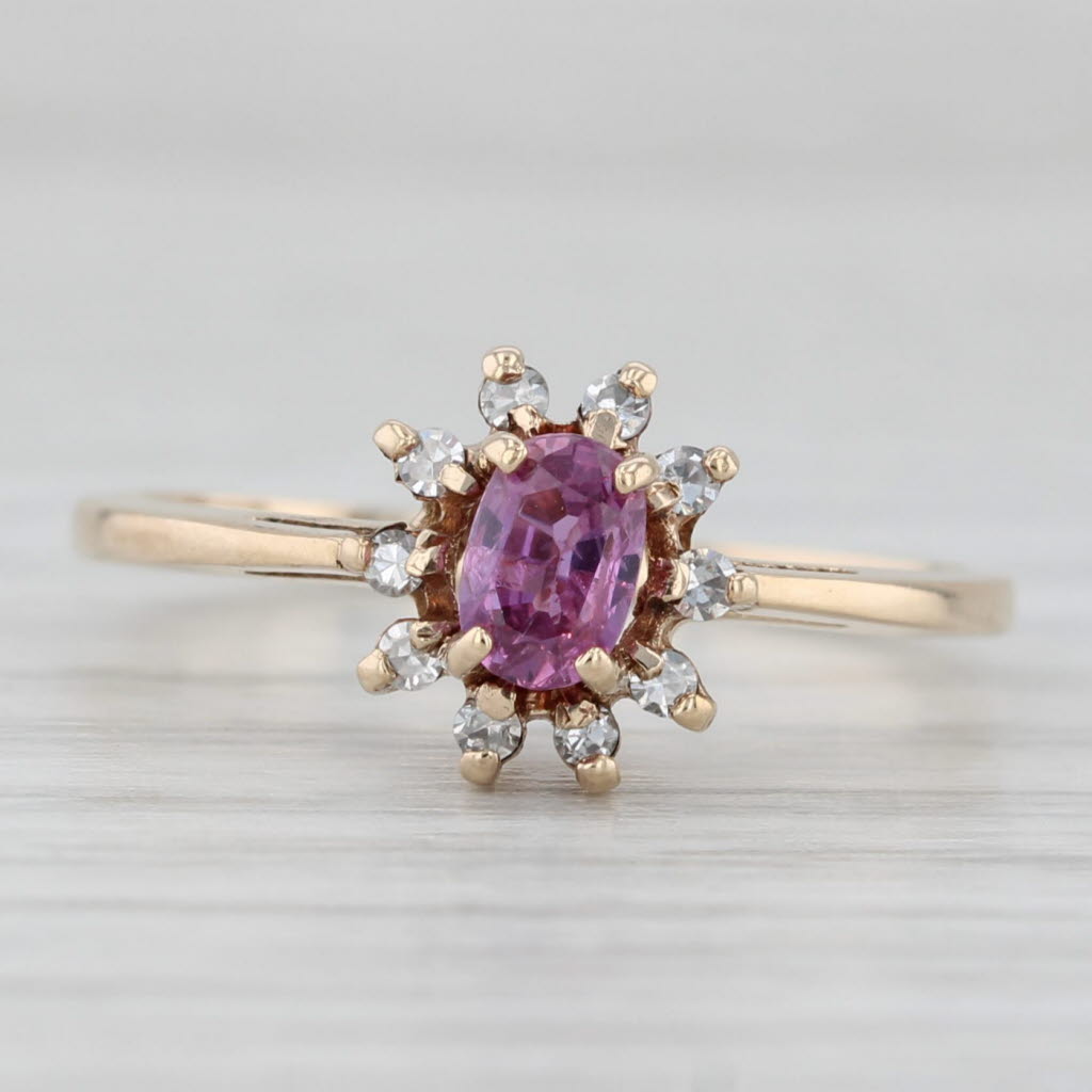 0.42ctw Oval Ruby Diamond Halo Ring 10k Yellow Gold Size 6.25