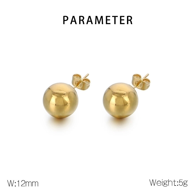 1 Pair Minimalist Round 304 Stainless Steel 18K Gold Plated Ear Studs