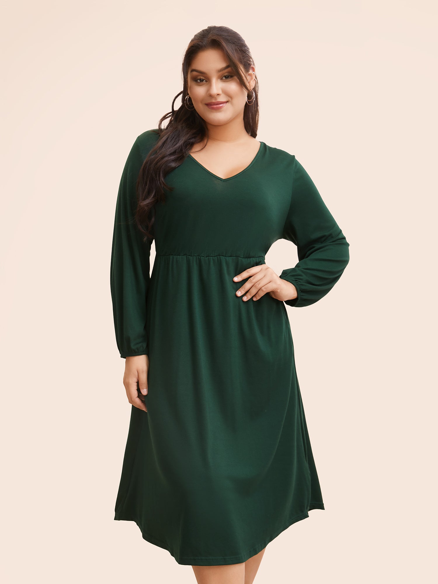 Plain V Neck Backless Dress