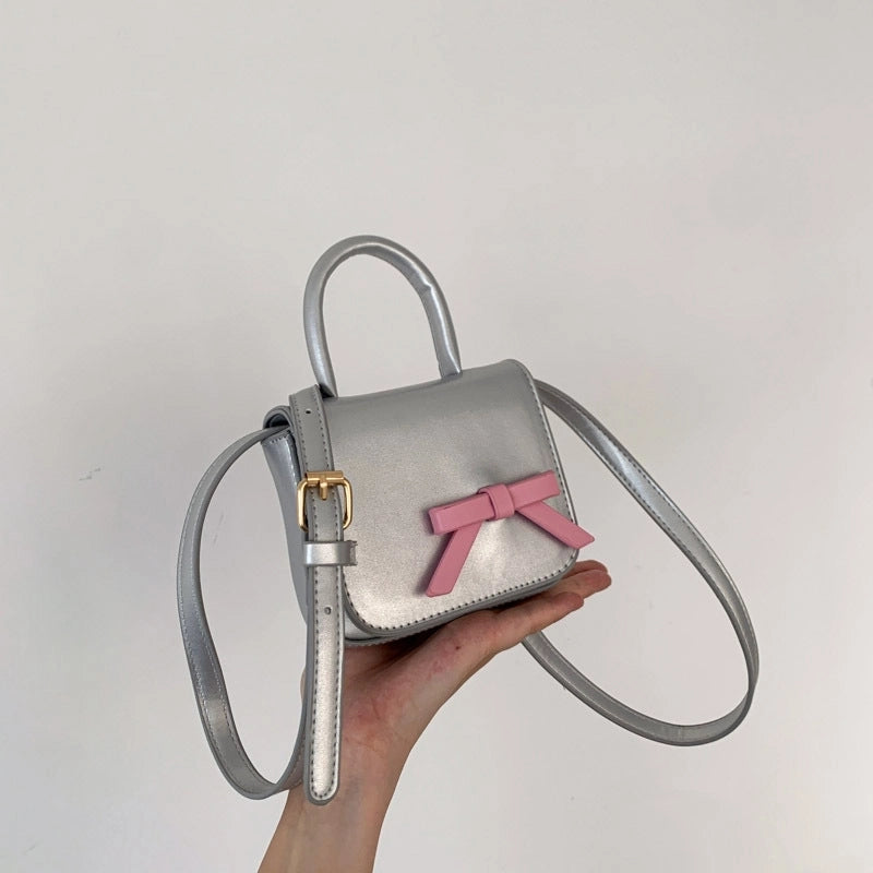 Women's Pu Leather Solid Color Cute Square Flip Cover Shoulder Bag