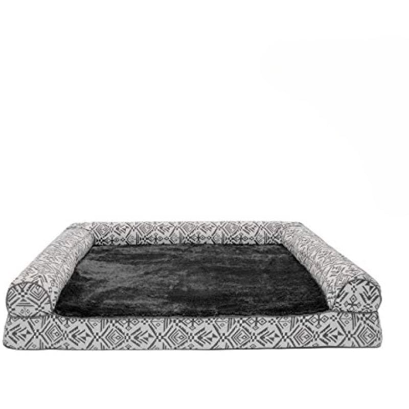 Pet Bed for Dogs and Cats - Plush and Southwest Kilim Decor Sofa-Style Cooling Gel Foam Dog Bed