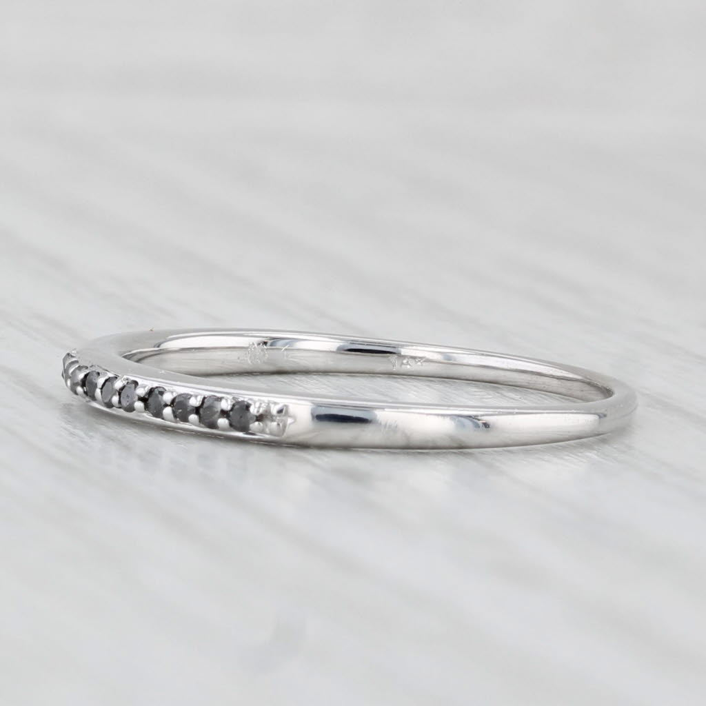 0.10ctw Black Diamond Band 14k White Gold Sz 7.25 Bridal Wedding Stackable Ring