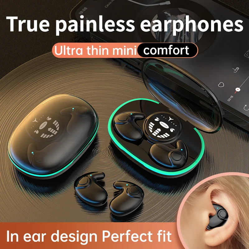 New MD558 Invisible Earbuds Sleep Headphones 5.3 Wireless Bluetooth Headset Ultra-Thin Noise Reduction Stereo Earphone Waterproof