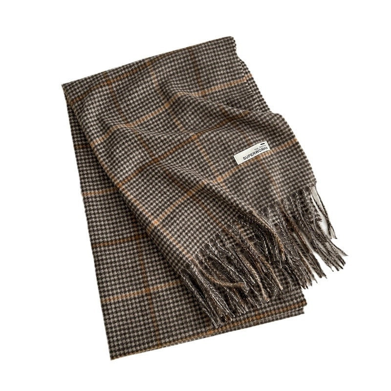 Women's Elegant Retro Plaid Imitation Cashmere Scarf