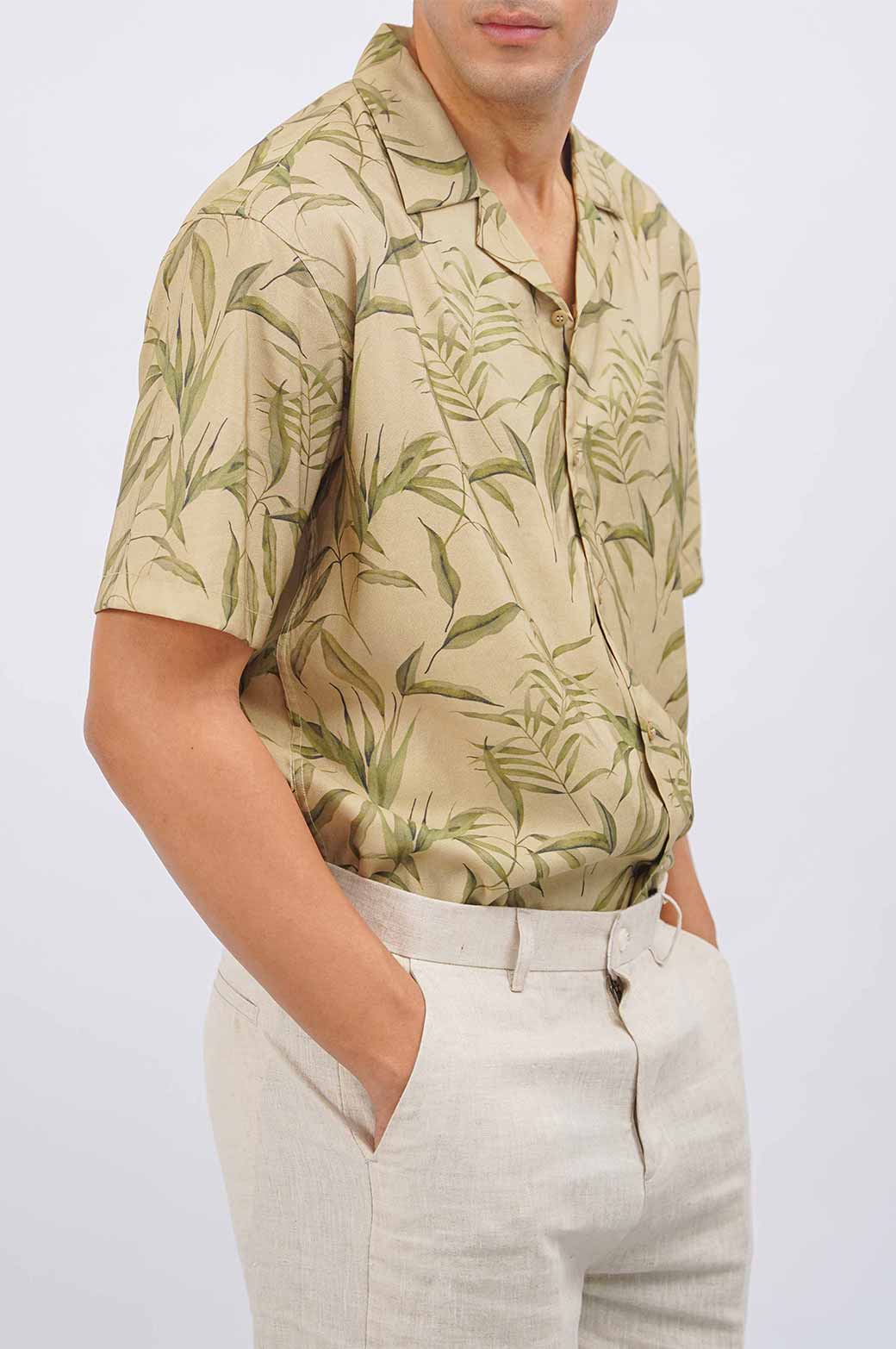 LEAF PRINT SAFARI SHIRT