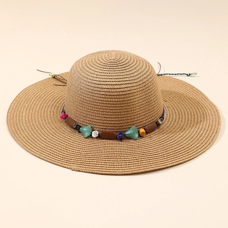 6 Pieces Women's Bohemian Solid Color Big Eaves Sun Hat