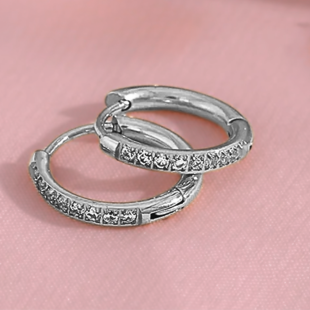 6mm slim diamond style hoops - Silver