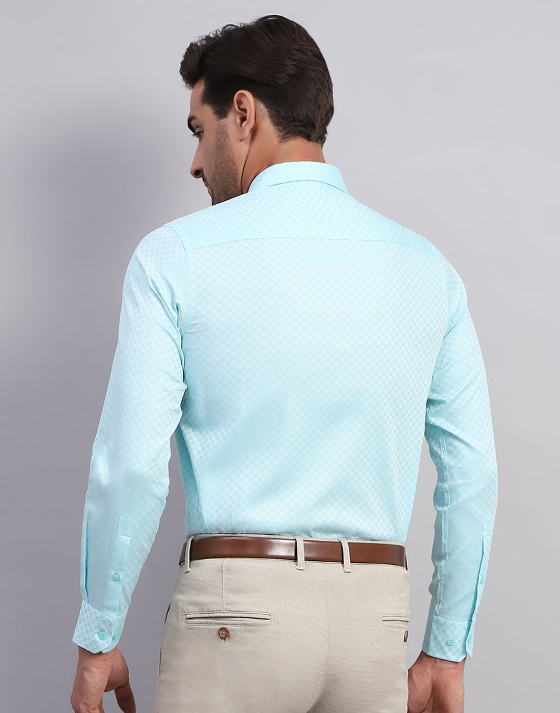 Men Blue Solid Collar Full Sleeve Shirt