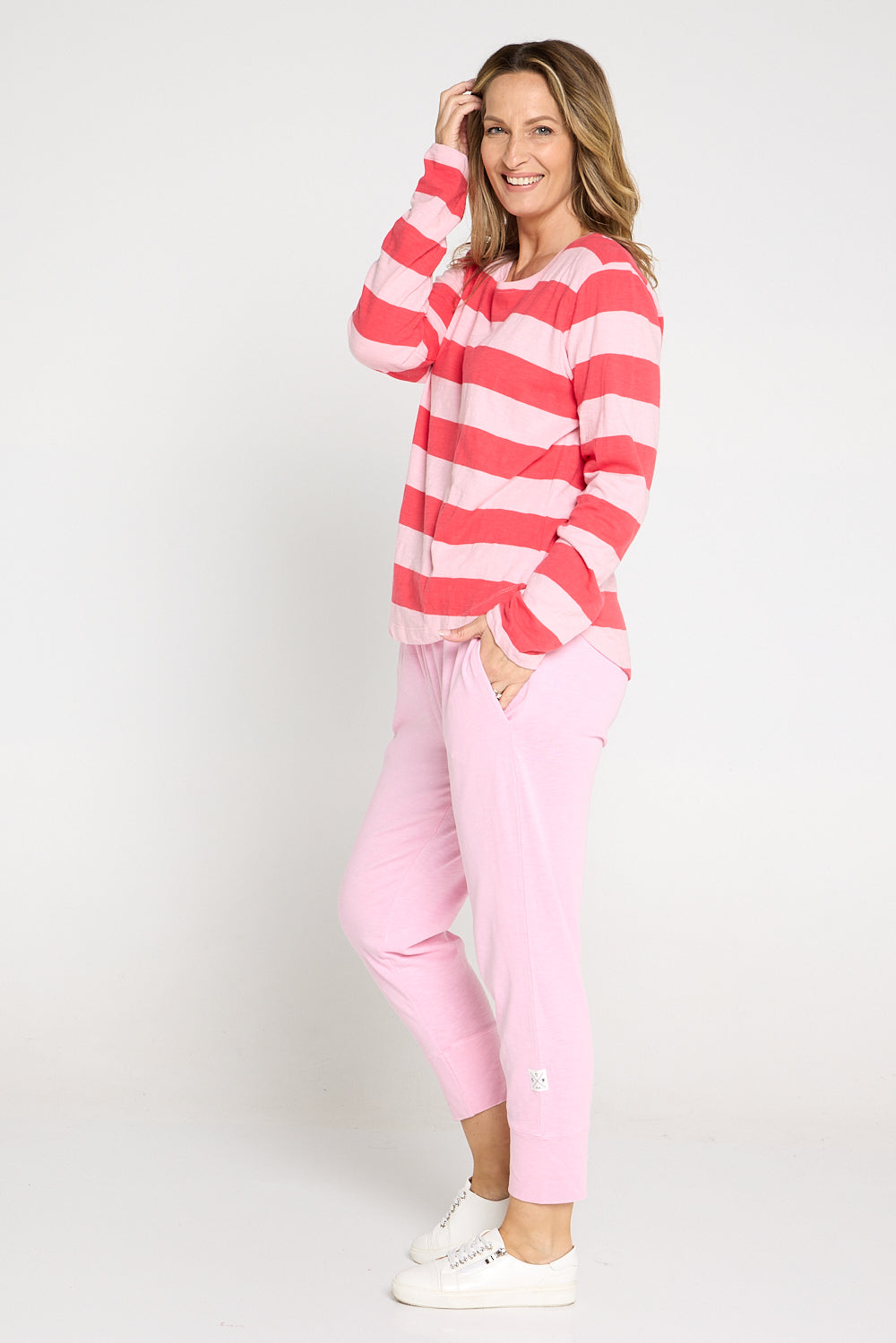 Spritz Stripe Long Sleeve Tee - Coral Stripe