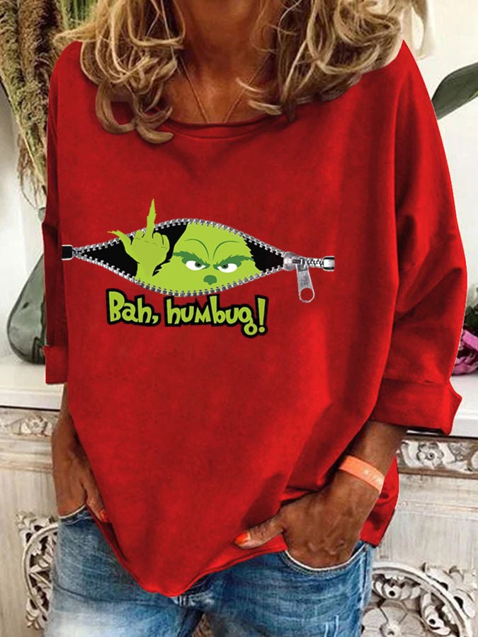 Women's Christmas Bah. humbug Print Top