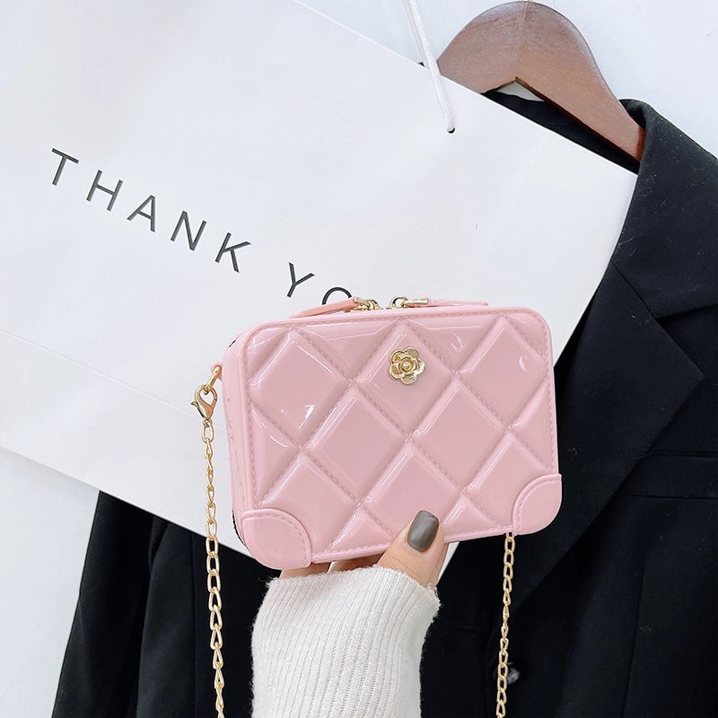 Women's Mini All Seasons Pvc Solid Color Lingge Fashion Square Zipper Square Bag
