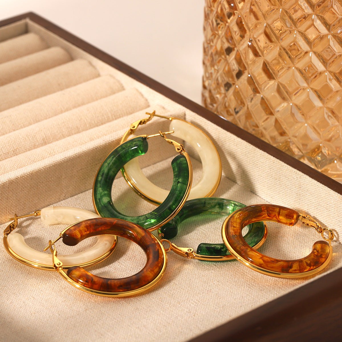 Retro Style Stainless Steel Earrings Resin Earrings Female Earrings Niche Design