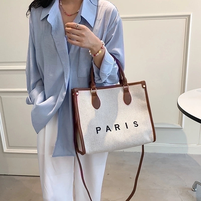 Women's All Seasons Pu Leather Canvas Basic Handbag