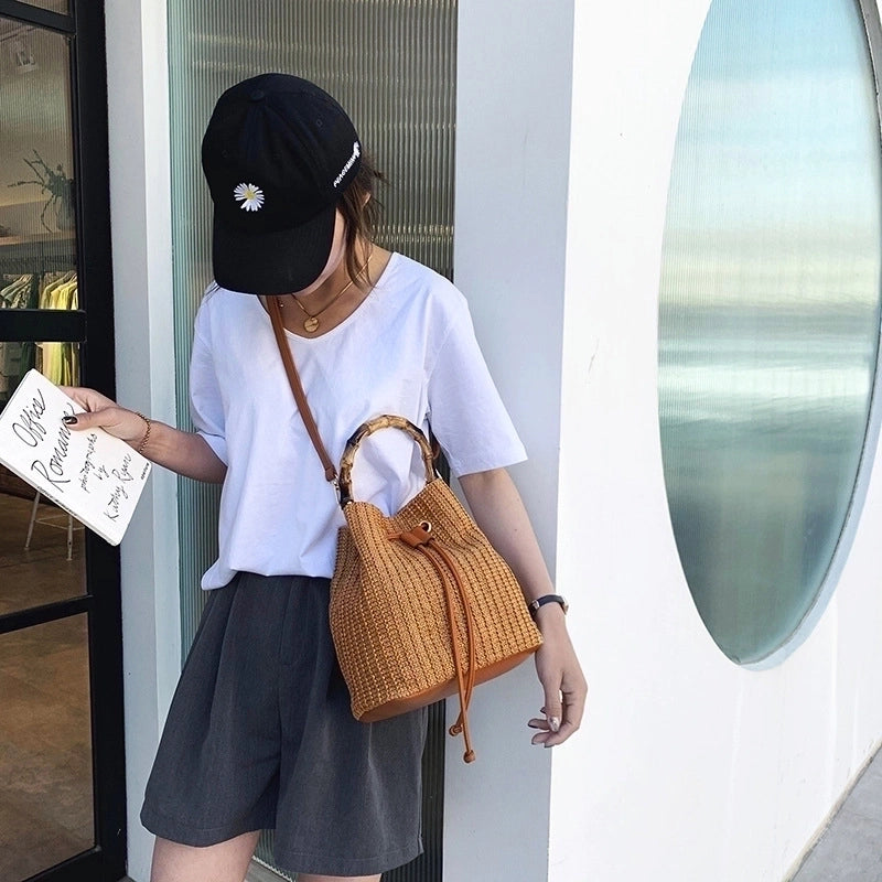 Women's Medium Spring&summer Straw Vacation Shoulder Bag Handbag Straw Bag