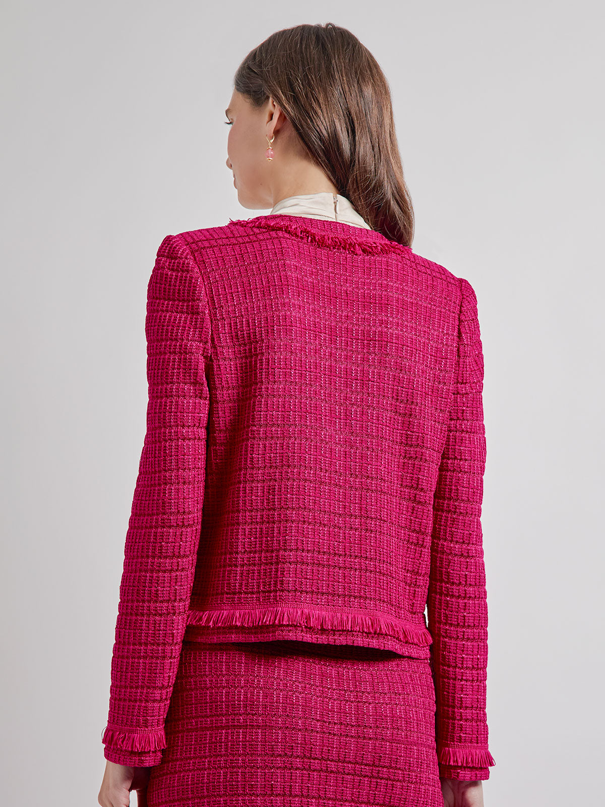 Heritage Tonal Textured Fringe Knit Jacket - Vanity Fit