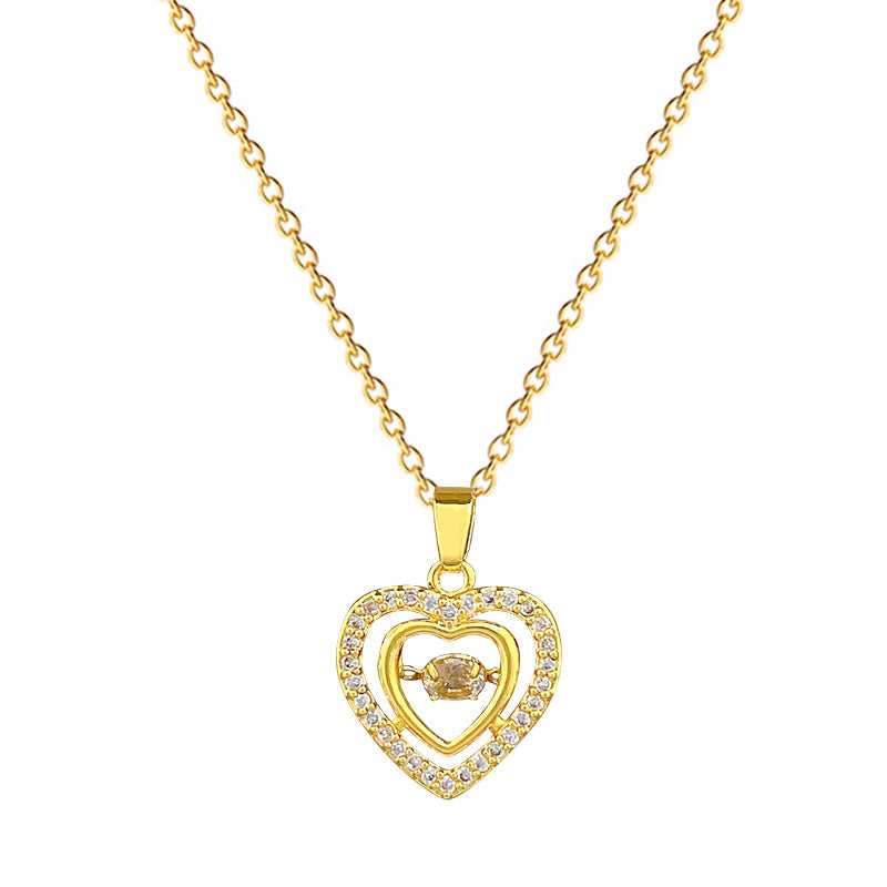 Love Double Layer Smart Gorgeous Full Diamond Necklace Women'S All-Match Clavicle Chain Titanium Steel Chain