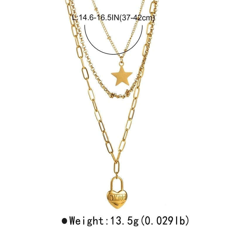 Modern Style Minimalist Solid Color 304 Stainless Steel Rhinestones Inlay Layered Necklaces
