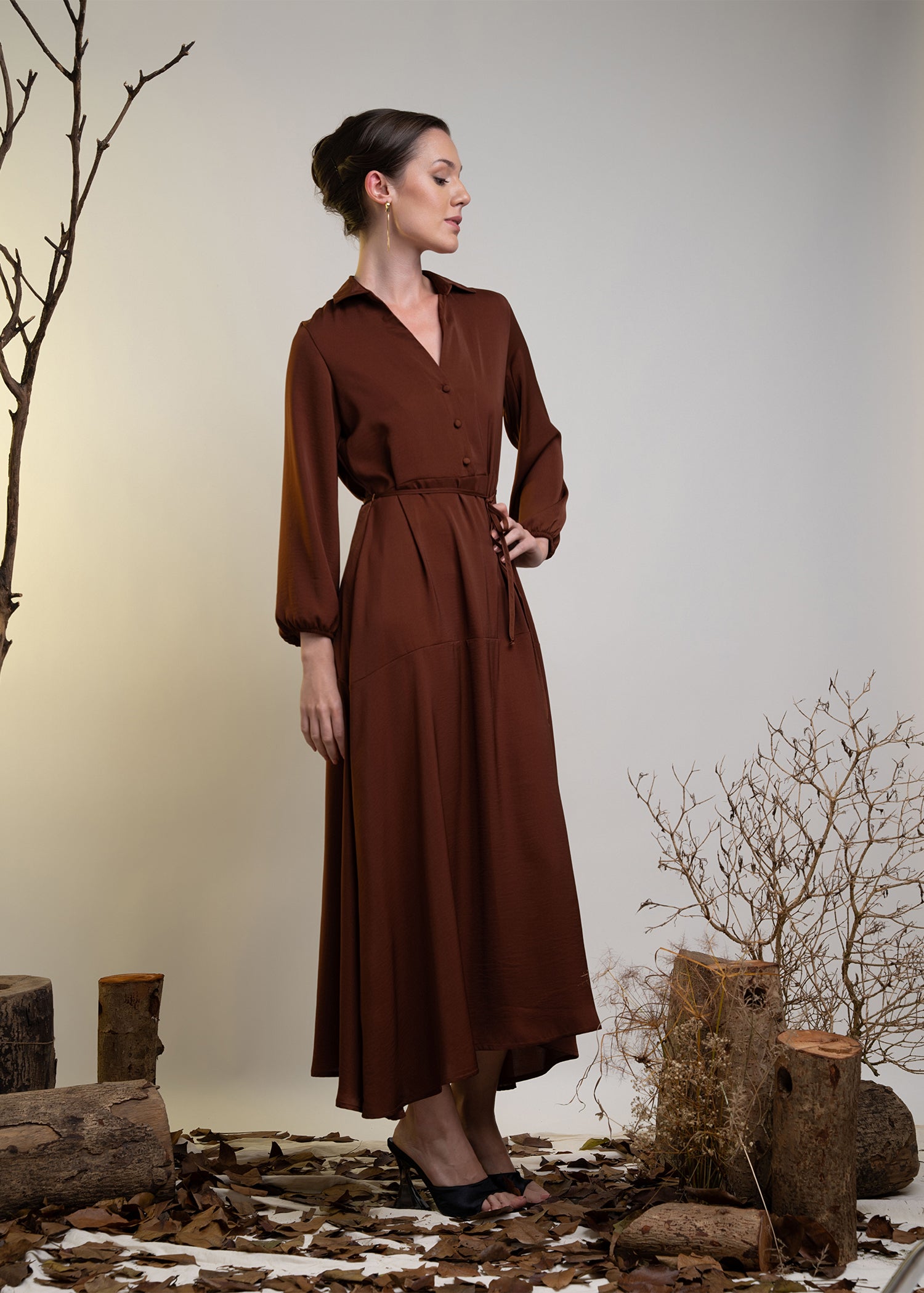 Long Sleeve Maxi Dress With Collar