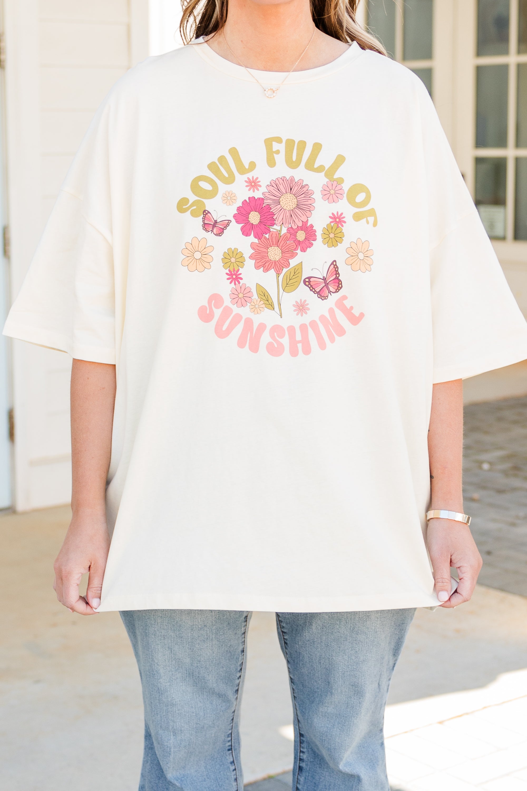 Soulful Sunshine Boyfriend Tee. Ivory