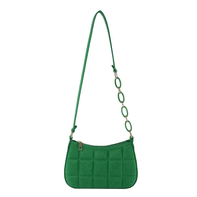 Women's Woolen Solid Color Basic Vintage Style Square Zipper Shoulder Bag Crossbody Bag