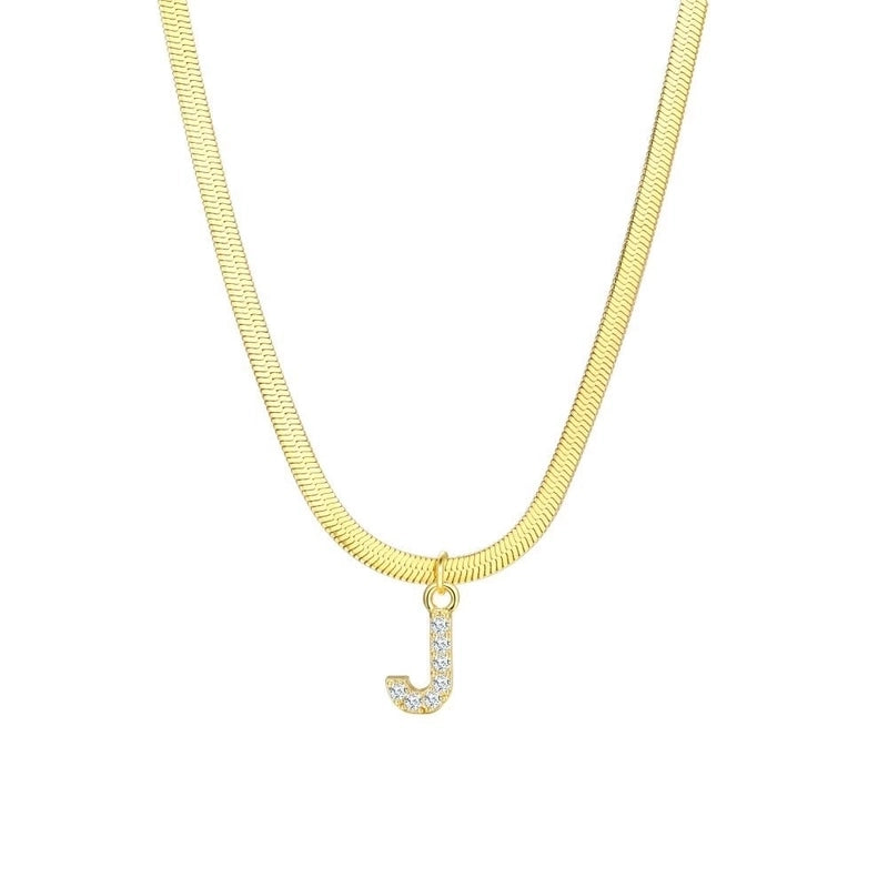 Minimalist Classic Style Letter Copper Inlay Zircon Pendant Necklace