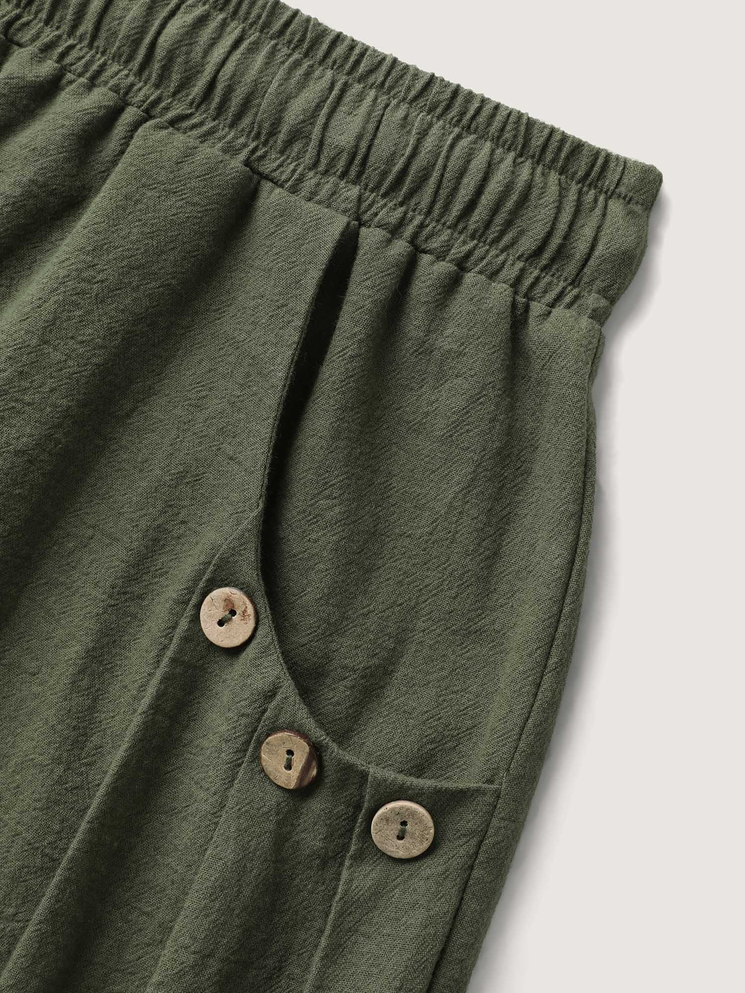 Cotton Drawstring Waist Straight-Leg Shorts