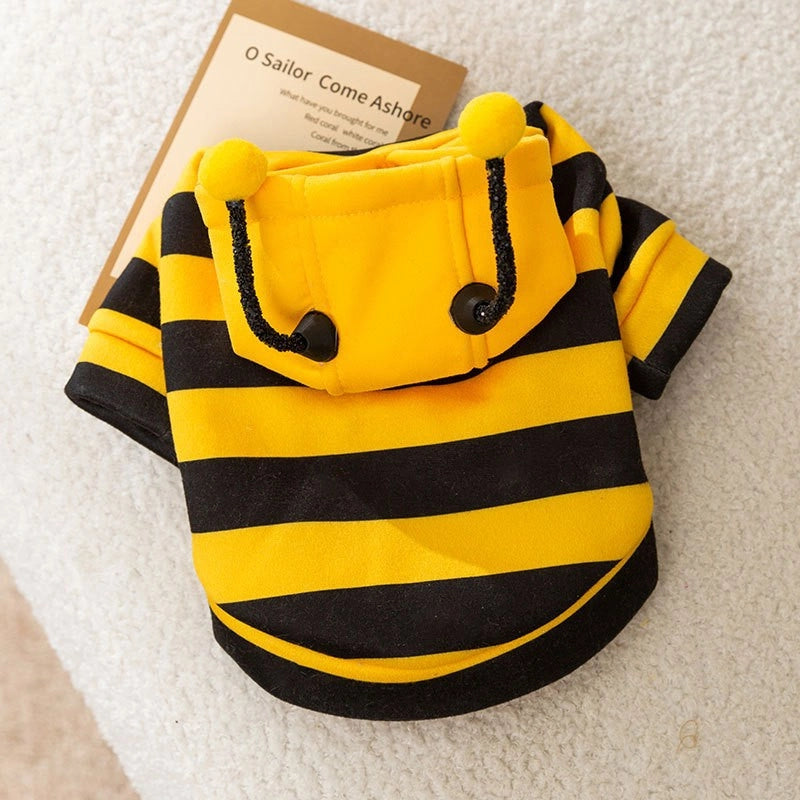 Cute Little Bee Autumn/winter Dog Sweatshirt Cat Two-leg Transformation Pet Teddy Warm Clothes