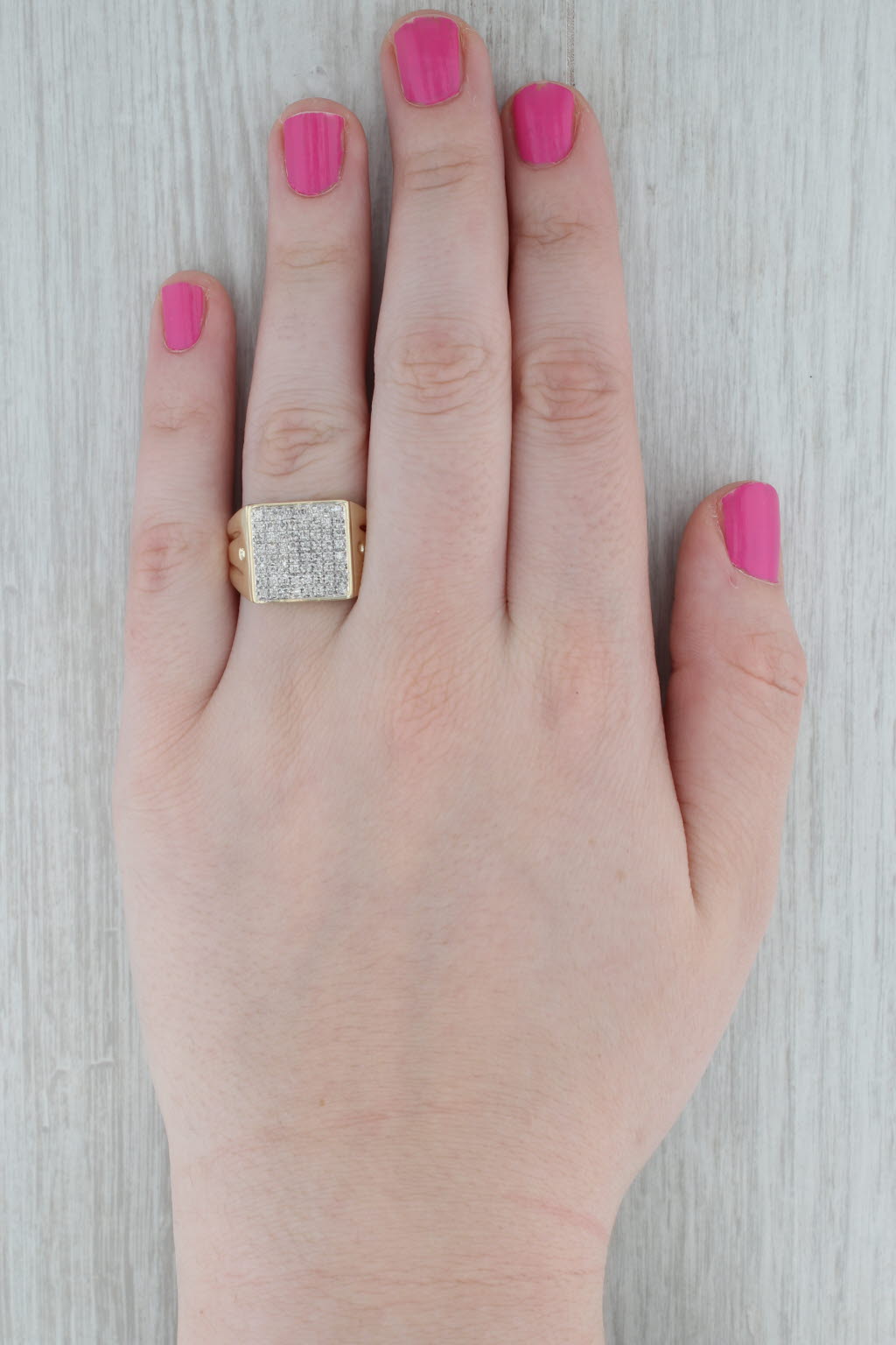 0.53ctw Pave Diamond Ring 10k Yellow Gold Size 10.5 Men's