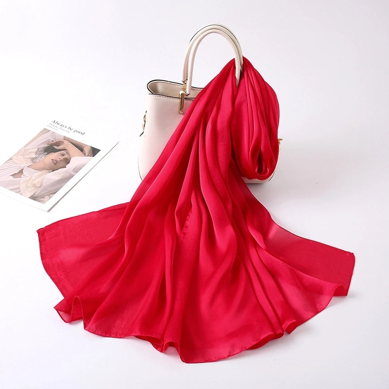 Women's Lady Fashion Minimalist Solid Color Satin Silk Scarves
