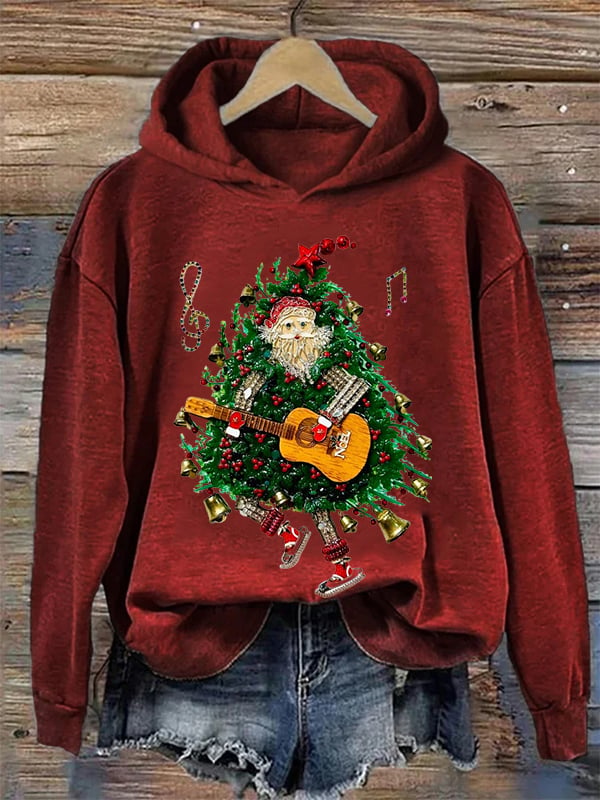 Women's Christmas Santa Art Print Casual Hoodie