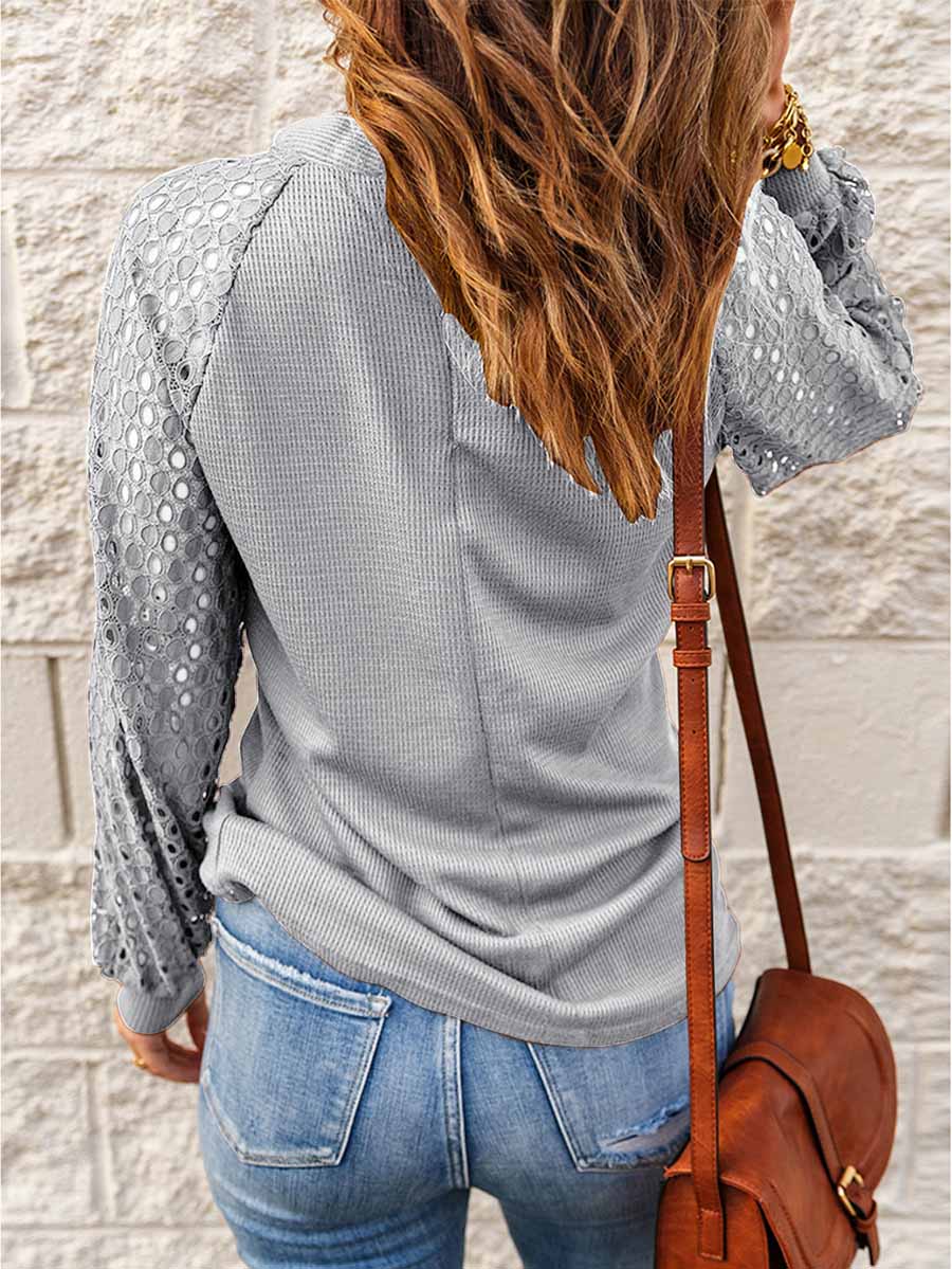 Lace Patchwork Long Sleeve Top (5 colors)