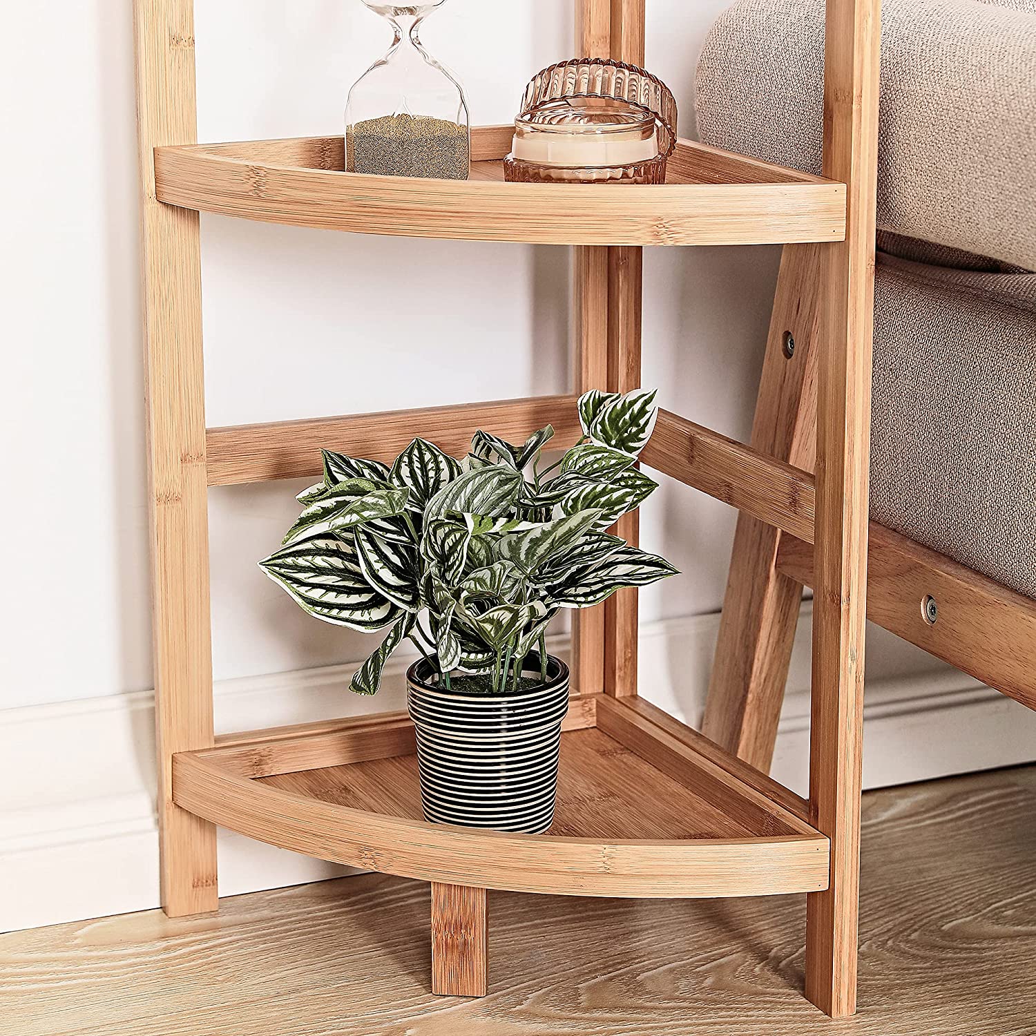 3 Tier Bamboo Corner Shelf Storage Rack