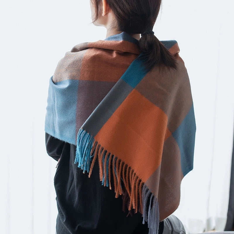 Women's Minimalist Commute Plaid Polyester Scarf
