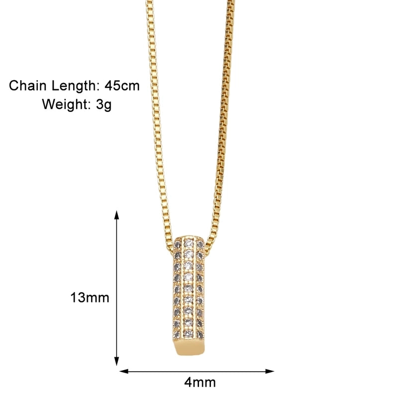 Copper 18K Gold Plated Modern Style Minimalist Plating Inlay Letter Zircon Pendant Necklace
