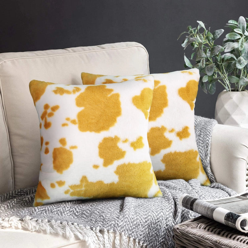 Cow Pattern Plush Pillowcase Animal Pattern Short Velvet Sofa Cushion Car Cushion Pillowcase