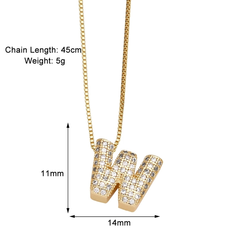 Copper 18K Gold Plated Modern Style Minimalist Plating Inlay Letter Zircon Pendant Necklace