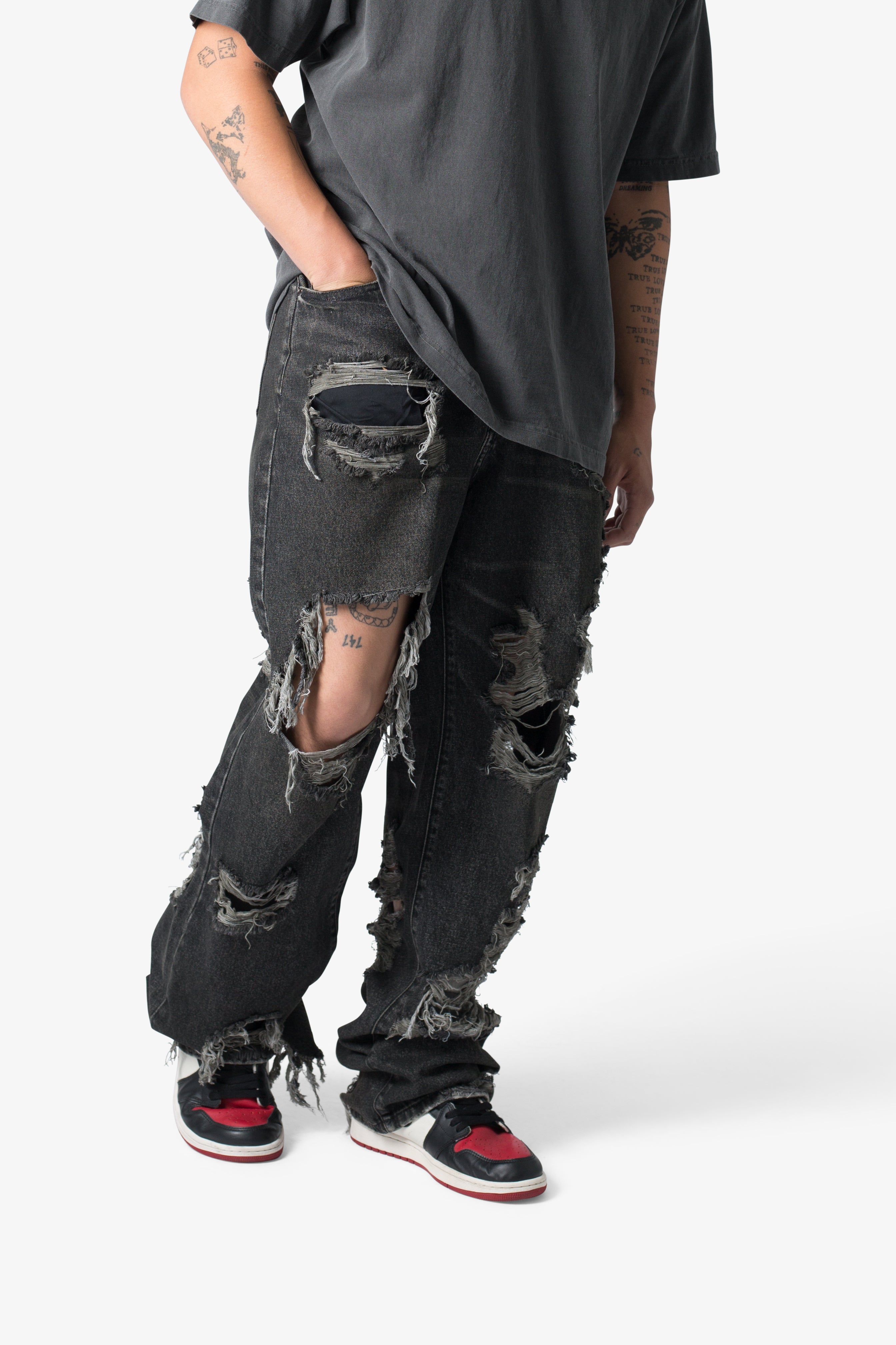 Ultra Baggy Decimated Denim - Black