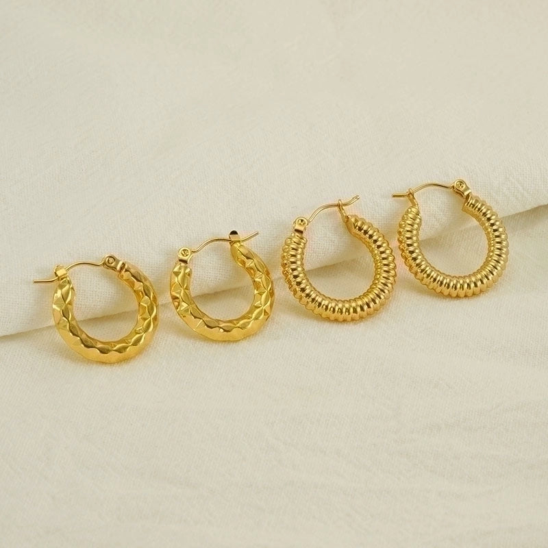 1 Piece Minimalist Classic Style Solid Color Polishing Plating Stainless Steel Titanium Steel Titanium Steel 18K Gold Plated Earrings