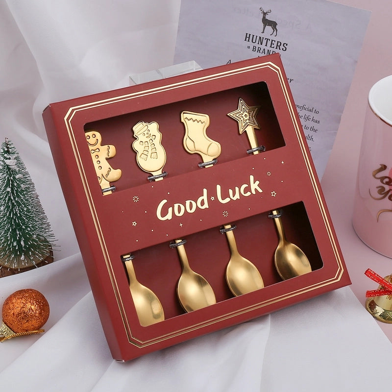 Christmas Cute Cartoon Stainless Steel Festival Tableware 1 Set